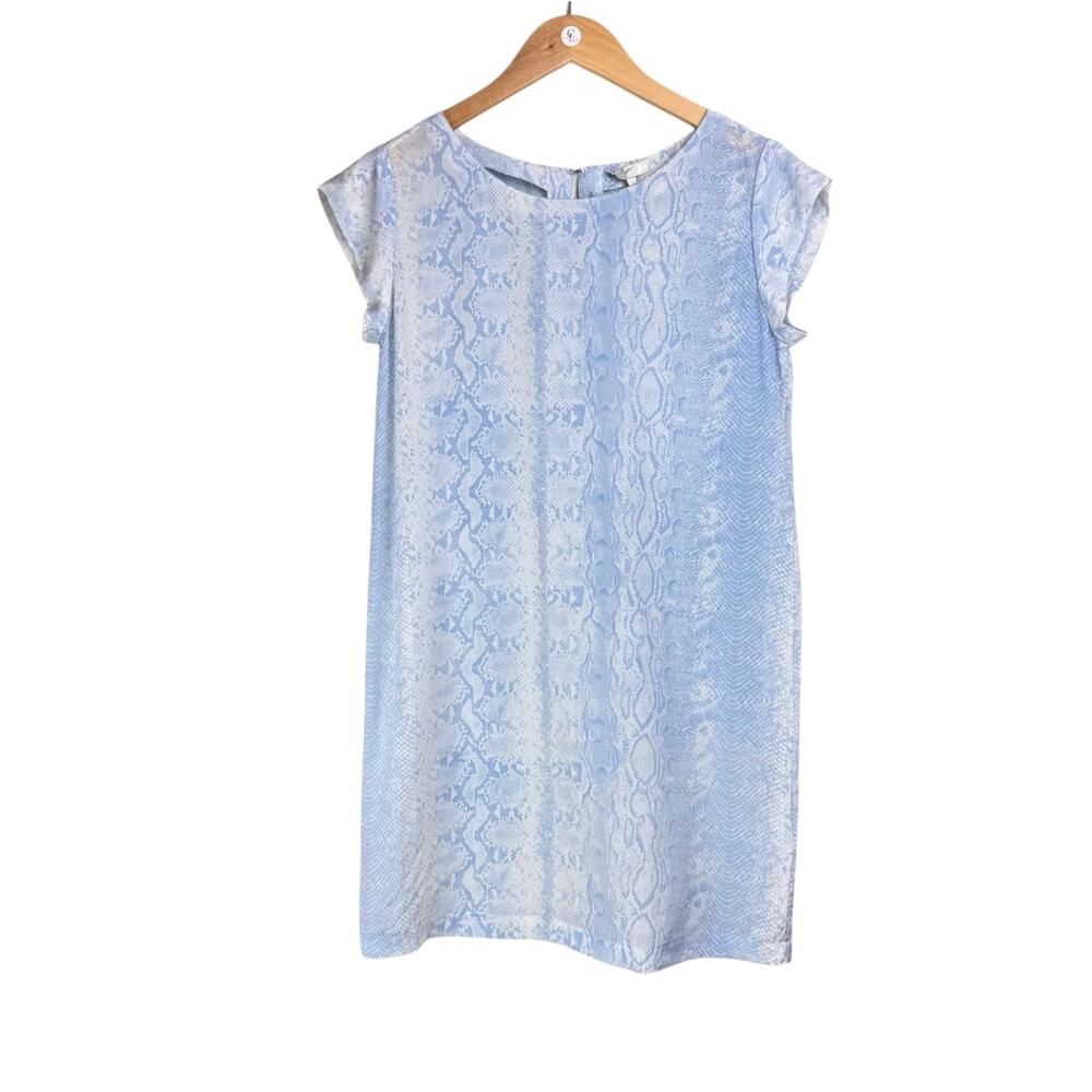 Joie Weaver Light Blue Snake Python Print 100% Silk Lightweight Mini Shift Dress - Picture 4 of 11